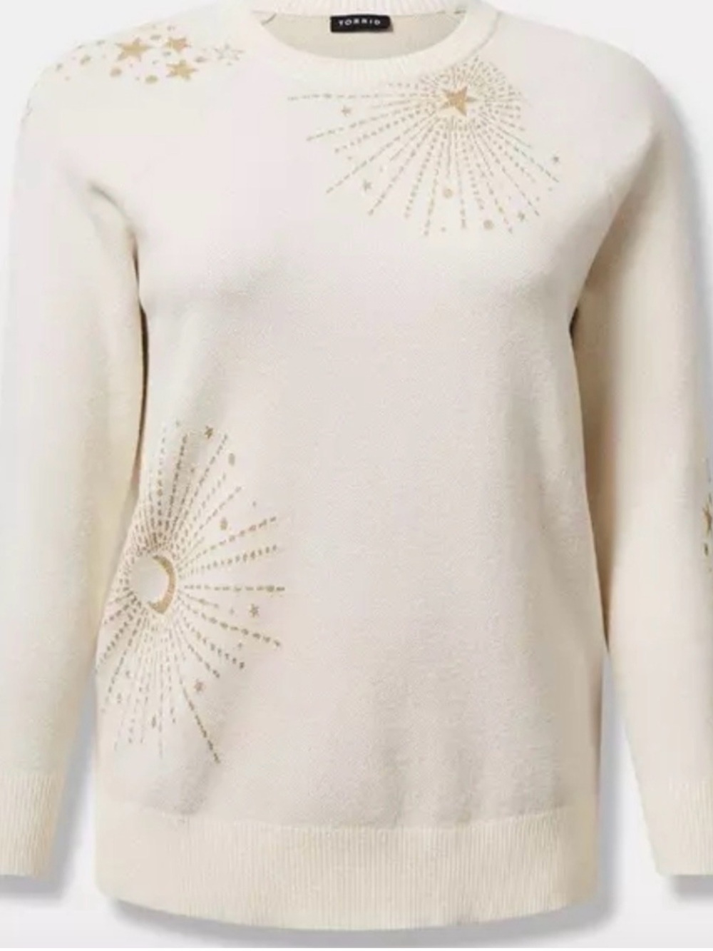 Torrid Cream & Metallic Gold Starburst Sweater